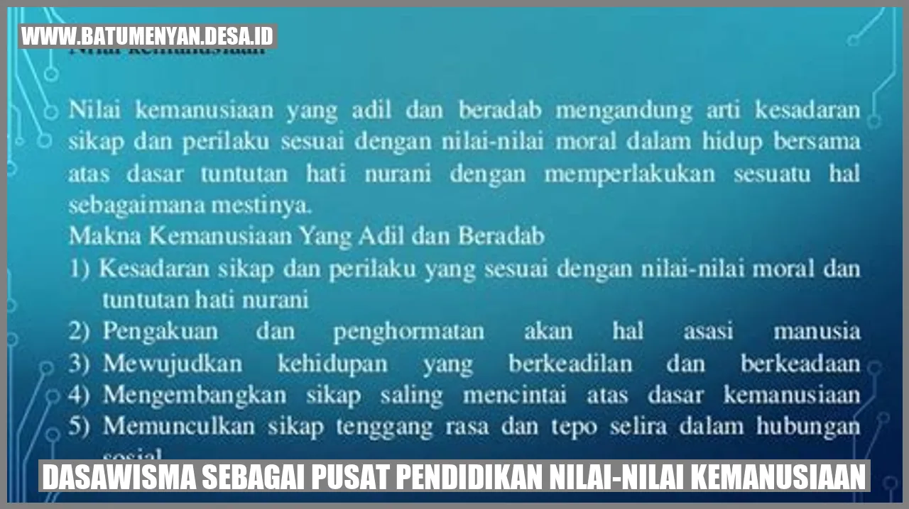 Dasawisma sebagai Pusat Pendidikan Nilai-Nilai Kemanusiaan