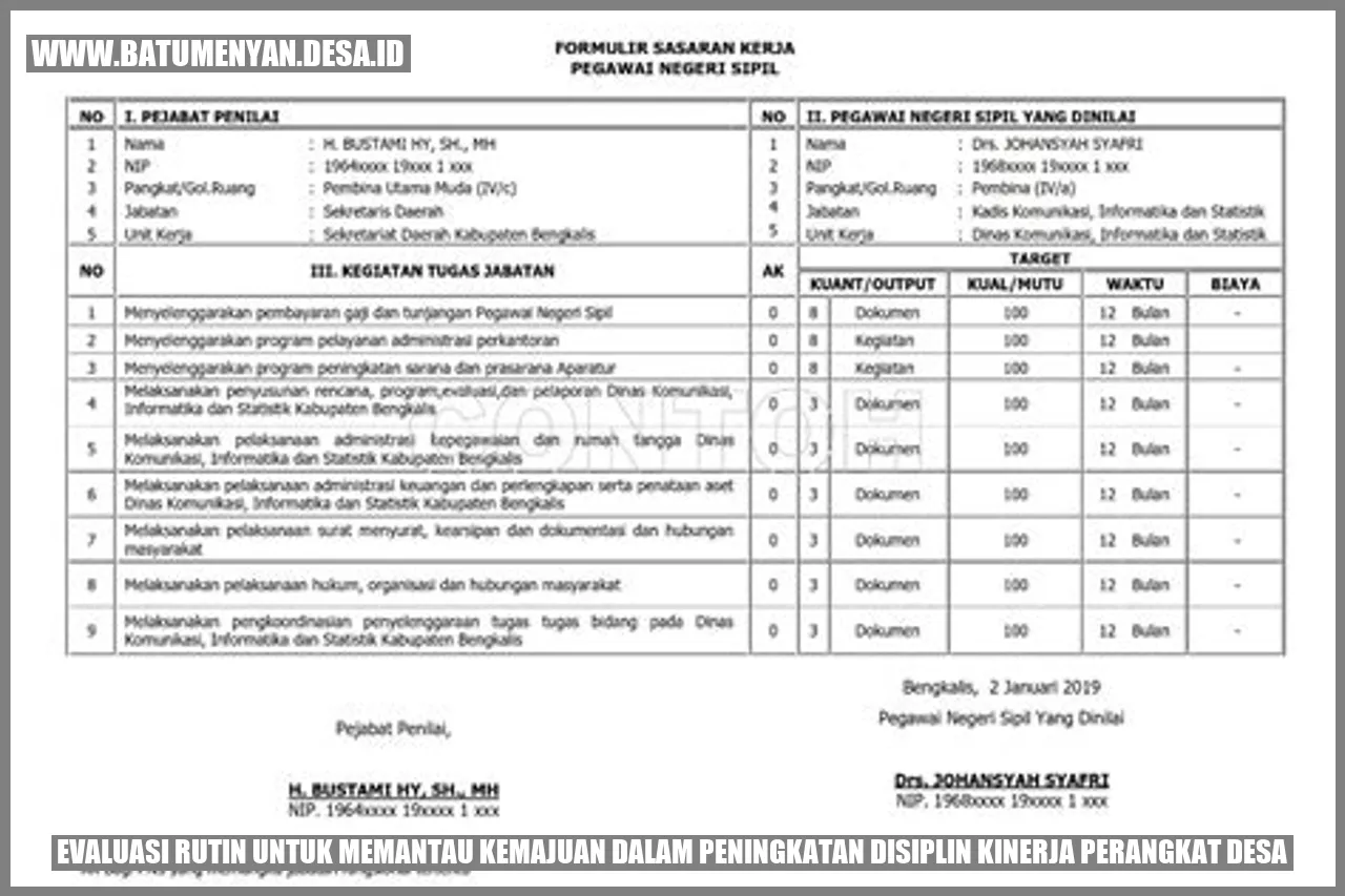 Evaluasi Rutin untuk Memantau Kemajuan dalam Peningkatan Disiplin Kinerja Perangkat Desa