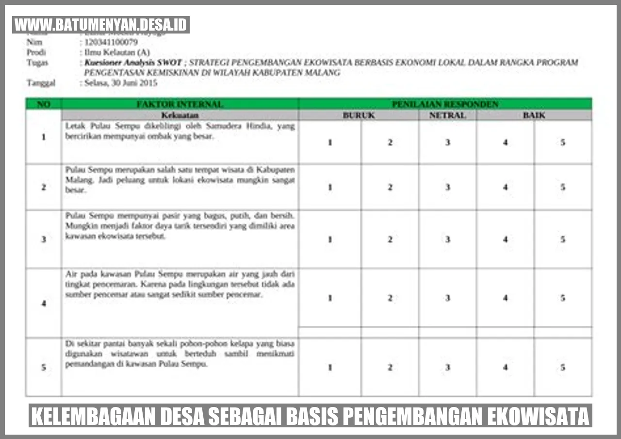 Kelembagaan Desa sebagai Basis Pengembangan Ekowisata