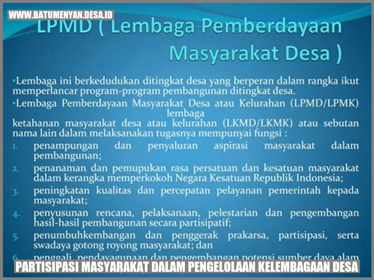 Partisipasi Masyarakat dalam Pengelolaan Kelembagaan Desa